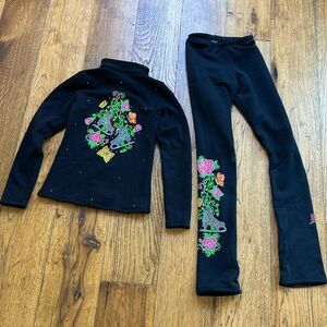 Ice Fire Figure Skating Jacket and Pants set Adult XS Fleece lined